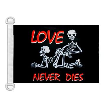 Pavillon nautique Pirate L'amour dure toujours 45x30 cm Anneaux Plastiques