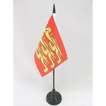DRAPEAU DE TABLE RICHARD C?UR DE LION 15x10cm - PETIT DRAPEAUX DE BUREAU ROI RICHARD I D\'ANGLETERRE 10 x 15 cm