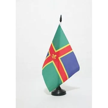 DRAPEAU DE TABLE COMTÍ? DE LINCOLNSHIRE 21x14cm - PETIT DRAPEAUX DE BUREAU COUNTY OF LINCS. - ANGLETERRE 14 x 21 cm