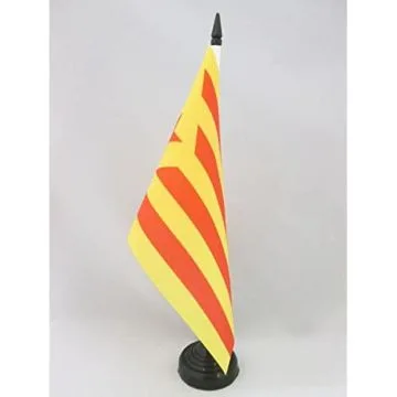 DRAPEAU DE TABLE CATALOGNE ESTELADA VERMELLA 21x14cm - PETIT DRAPEAUX DE BUREAU CATALAN INDÉPENDENTISTE - CATALUÑA GROGA 14 x 21 cm