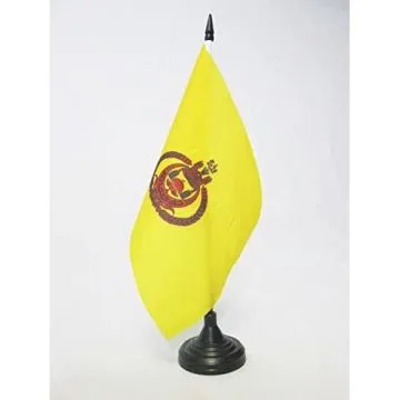 DRAPEAU DE TABLE ETENDARD DU SULTAN DE BRUNEI 21x14cm - PETIT DRAPEAUX DE BUREAU SULTANAT DE BRUNEI 14 x 21 cm