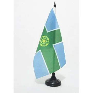 DRAPEAU DE TABLE COMTÍ? DE DERBYSHIRE 21x14cm - PETIT DRAPEAUX DE BUREAU COUNTY OF DERBYS. - ANGLETERRE 14 x 21 cm