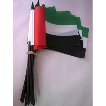DRAPEAU EMIRATS ARABES UNIS 15x10cm avec HAMPE - LOT DE 10 DRAPEAUX ÉMIRATI 10 x 15 cm