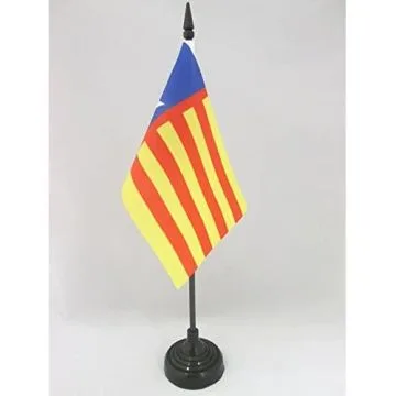 DRAPEAU DE TABLE VALENCE INDÉPENDENTISTE 15x10cm - PETIT DRAPEAUX DE BUREAU SENYERA VALENCIA - COMMUNAUTÉ VALENCIENNE 10 x 15 cm