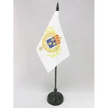 DRAPEAU DE TABLE NOUVELLE-FRANCE 15x10cm - PETIT DRAPEAUX DE BUREAU ROYALISTE - ÉTANDARD LOUIS XIV 10 x 15 cm