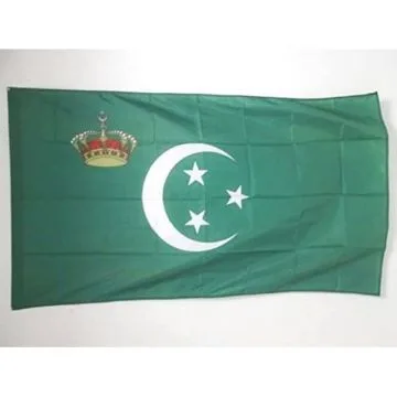 DRAPEAU ETENDARD ROYAL D\'EGYPTE 1922-1952 150x90cm - DRAPEAU ROYAUME Í?GYPTIEN 90 x 150 cm Fourreau pour hampe