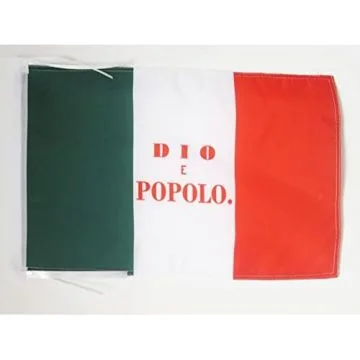 DRAPEAU RÉPUBLIQUE ROMAINE 1849 45x30cm - PAVILLON ITALIE DIO È POPOLO 30 x 45 cm haute qualité