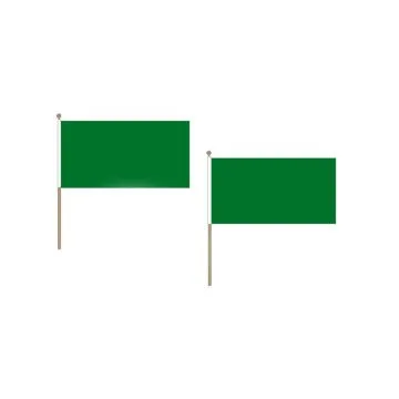 DRAPEAU UNICOLORE VERT 45x30cm HAMPE en bois - LOT DE 10 DRAPEAUX DE COULEUR VERTE 30 x 45 cm