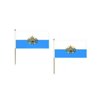 DRAPEAU SAINT MARIN 45x30cm HAMPE en bois - LOT DE 10 DRAPEAUX SAINT-MARINAIS 30 x 45 cm