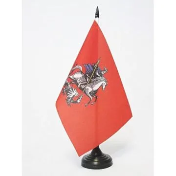DRAPEAU DE TABLE MOSCOU 21x14cm - PETIT DRAPEAUX DE BUREAU MOSCOVITE - RUSSIE 14 x 21 cm