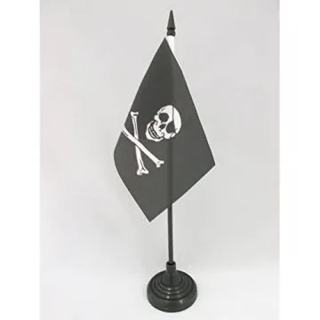 DRAPEAU DE TABLE PIRATE TÊTE DE MORT 15x10cm - PETIT DRAPEAUX DE BUREAU CORSAIRE 10 x 15 cm