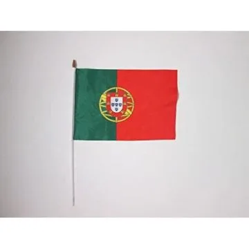 DRAPEAU PORTUGAL 45x30cm HAMPE blanche - LOT DE 10 DRAPEAUX PORTUGAIS 30 x 45 cm