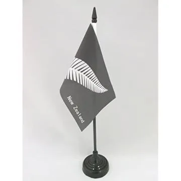 DRAPEAU DE TABLE NOUVELLE-ZÉLANDE FOUGÈRES 15x10cm - PETIT DRAPEAUX DE BUREAU NEO-ZÉLANDAIS - ALL BLACK 10 x 15 cm