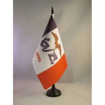 DRAPEAU DE TABLE IOWA 21x14cm - PETIT DRAPEAUX DE BUREAU ETAT AMÉRICAIN - USA - ETATS-UNIS 14 x 21 cm
