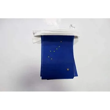 Guirlande 6 mètres 20 Drapeaux Alaska 21x15 cm - Drapeau de l\'état américain de l\'Alaska 15 x 21 cm