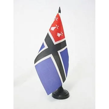 DRAPEAU DE TABLE PAYS DE SAINT-MALO 21x14cm - PETIT DRAPEAUX DE BUREAU BRO SANT-MALOÍ? EN BRETAGNE 14 x 21 cm