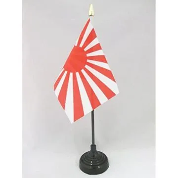 DRAPEAU DE TABLE JAPON WWI 15x10cm - PETIT DRAPEAUX DE BUREAU JAPONAIS 10 x 15 cm pointe dorée