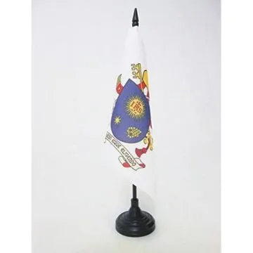 DRAPEAU DE TABLE BLASON DU PAPE FRANÍ?OIS 15x15cm - PETIT DRAPEAUX DE BUREAU Í?CUSSON PAPAL - VATICAN 15 x 15 cm