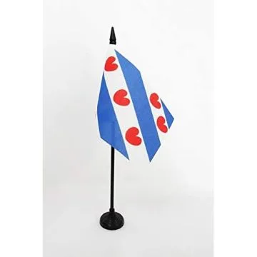 DRAPEAU DE TABLE PROVINCE DE FRISE 15x10cm - PETIT DRAPEAUX DE BUREAU FRIESLAND AUX PAYS-BAS 10 x 15 cm