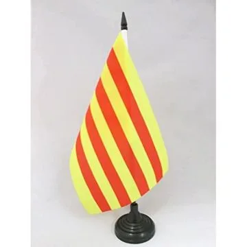 DRAPEAU DE TABLE PYRÉNÉES ORIENTALES 21x14cm - PETIT DRAPEAUX DE BUREAU DÉPARTEMENT PYRÉNÉEN 14 x 21 cm
