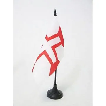 DRAPEAU DE TABLE ORDRE DU CHRIST 15x15cm - PETIT DRAPEAUX DE BUREAU CROIX DE L\'ORDRE DU CHRIST - PORTUGAL 15 x 15 cm