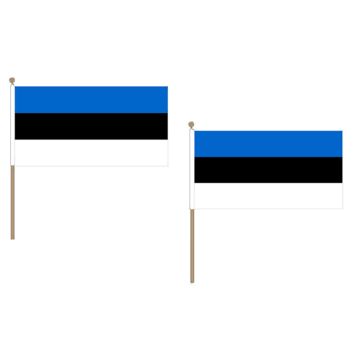 DRAPEAU ESTONIE 45x30cm HAMPE en bois - LOT DE 10 DRAPEAUX ESTONIEN 30 x 45 cm
