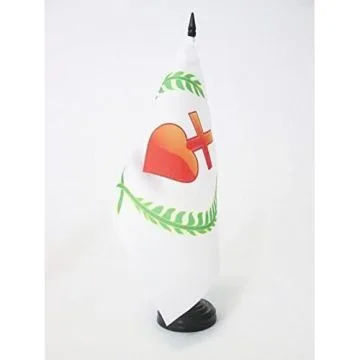 DRAPEAU DE TABLE VENDÍ?E LAURIER CHOUAN 21x14cm - PETIT DRAPEAUX DE BUREAU CHOUANNERIE 14 x 21 cm