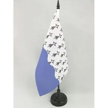 DRAPEAU DE TABLE MORBIHAN 21x14cm - PETIT DRAPEAUX DE BUREAU DÉPARTEMENT FRANÇAIS - BRETAGNE 14 x 21 cm