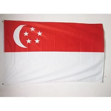 DRAPEAU SINGAPOUR 150x90cm oeillets - DRAPEAU SINGAPOURIEN 90 x 150 cm Spécial Extérieur - DRAPEAUX