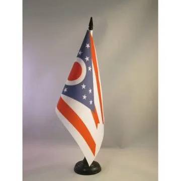 DRAPEAU DE TABLE OHIO 21x14cm - PETIT DRAPEAUX DE BUREAU ETAT AMÉRICAIN - USA - ETATS-UNIS 14 x 21 cm
