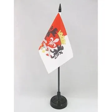 DRAPEAU DE TABLE LILLE AVEC ARMES 15x10cm - PETIT DRAPEAUX DE BUREAU LILLOIS AVEC ARMOIRIES 10 x 15 cm