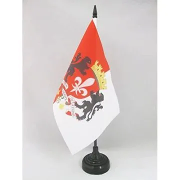 DRAPEAU DE TABLE LILLE AVEC ARMES 21x14cm - PETIT DRAPEAUX DE BUREAU LILLOIS AVEC ARMOIRIES 14 x 21 cm