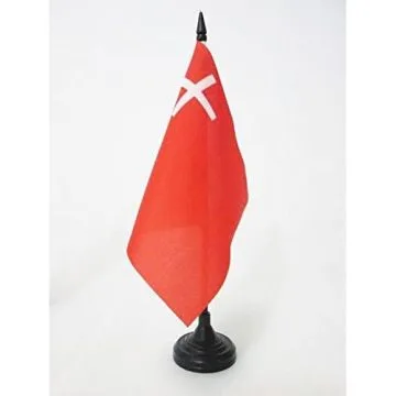 DRAPEAU DE TABLE CANTON DE SCHWYTZ 15x15cm - PETIT DRAPEAUX DE BUREAU SCHWYZ - SZ SUISSE 15 x 15 cm