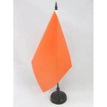 DRAPEAU DE TABLE UNICOLORE ORANGE 21x14cm - PETIT DRAPEAUX DE BUREAU DE COULEUR ORANGÉE 14 x 21 cm