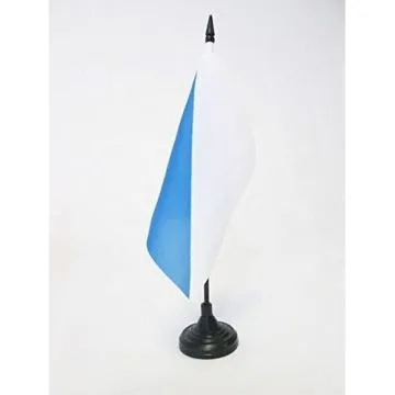 DRAPEAU DE TABLE CANTON DE ZURICH 15x15cm - PETIT DRAPEAUX DE BUREAU ZÍ?RICH - ZH SUISSE 15 x 15 cm