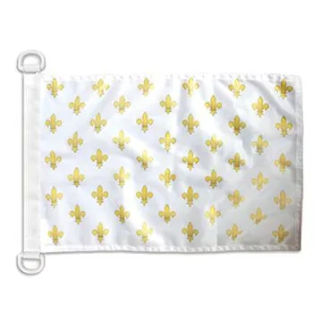 Pavillon nautique Fleur de Lys Blanc et Or 45x30 cm Anneaux Plastiques