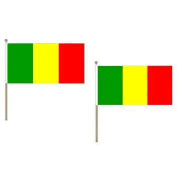DRAPEAU MALI 45x30cm HAMPE en bois - LOT DE 10 DRAPEAUX MALIEN 30 x 45 cm