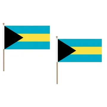 DRAPEAU BAHAMAS 45x30cm HAMPE en bois - LOT DE 10 DRAPEAUX BAHAMÍ?EN 30 x 45 cm