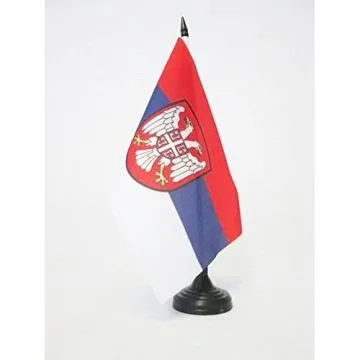 DRAPEAU DE TABLE GOUVERNEMENT DE SALUT NATIONAL DE SERBIE 21x14cm - PETIT DRAPEAUX DE BUREAU SERBE 14 x 21 cm