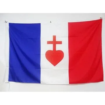 DRAPEAU FRANCE SACRÉ C?UR DE JÉSUS 90x60cm - DRAPEAU FRANÇAIS CATHOLIQUE 60 x 90 cm Fourreau pour hampe
