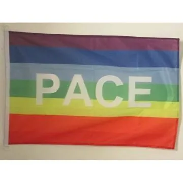 DRAPEAU PAIX 90x60cm - DRAPEAU ARC-EN-CIEL - PEACE RAINBOW 60 x 90 cm Spécial Extérieur - DRAPEAUX
