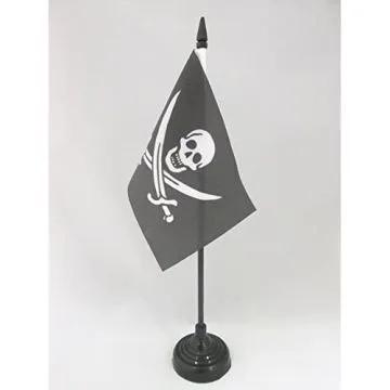 DRAPEAU DE TABLE PIRATE JACK RACKHAM 15x10cm - PETIT DRAPEAUX DE BUREAU PIRATES - CORSAIRE 10 x 15 cm