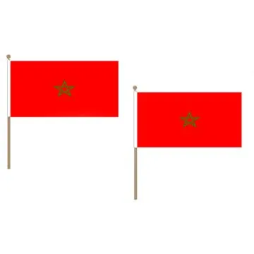 DRAPEAU MAROC 45x30cm HAMPE en bois - LOT DE 10 DRAPEAUX MAROCAIN 30 x 45 cm