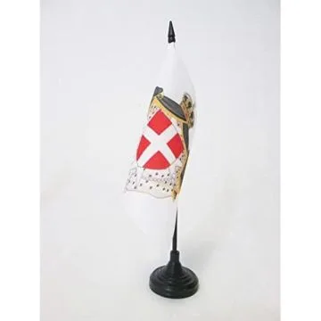 DRAPEAU DE TABLE ARMOIRIES ORDRE DE MALTE 15x15cm - PETIT DRAPEAUX DE BUREAU SAINT-JEAN DE JÍ?RUSALEM 15 x 15 cm