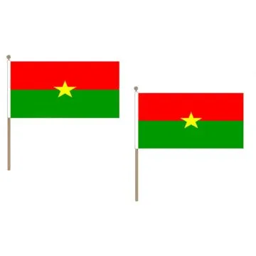 DRAPEAU BURKINA FASO 45x30cm HAMPE en bois - LOT DE 10 DRAPEAUX BURKINABAIS 30 x 45 cm