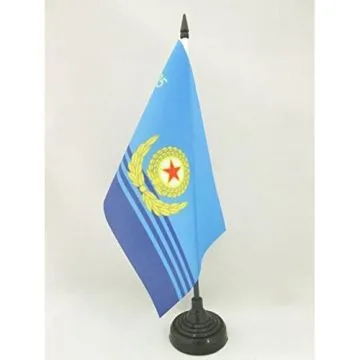 DRAPEAU DE TABLE FORCE AÉRIENNE POPULAIRE DE CORÉE DU NORD 21x14cm - PETIT DRAPEAUX DE BUREAU ARMÉE NORD CORÉENNE 14 x 21 cm