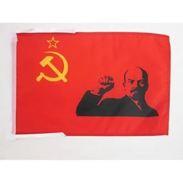 DRAPEAU URSS AVEC LÍ?NINE POING LEVÍ? 45x30cm - PAVILLON COMMUNISTE LENINIEN - LÍ?NINISME 30 x 45 cm haute qualité