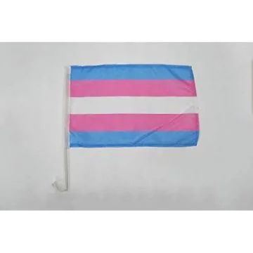 Drapeau de voiture Arc-en-Ciel Transgenre 45x30cm - Carflag trangender - Rainbow 30 x 45 cm