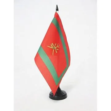 DRAPEAU DE TABLE ETENDARD ROYAL DU SULTAN DE OMAN 21x14cm - PETIT DRAPEAUX DE BUREAU SULTANAT D\'OMAN 14 x 21 cm