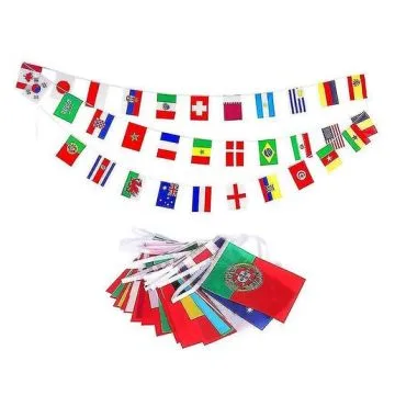 Guirnalda 32 Banderas del mundial 45x30cm - Compra/Venta Bandera de la Copa Mundial de Fútbol de 2022 Catar 30 x 45 cm